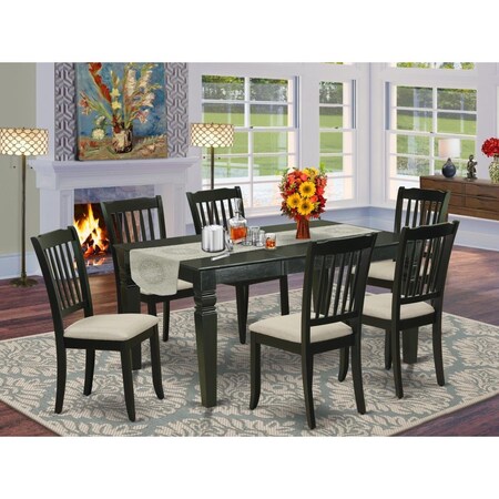 East West Furniture 7 Piece Weston Dinette Set - Black WEDA7-BLK-C
